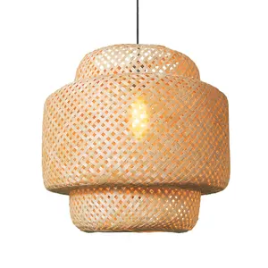 Candelabro de mimbre con diseño de Arte Moderno, lámpara de decoración para restaurante, candelabro de bambú para Hotel