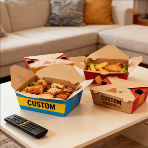 กล่องเบนโตะกระดาษคราฟท์แบบใช้แล้วทิ้งสำหรับอาหารจานด่วน กล่องบรรจุภัณฑ์สำหรับซื้อกลับบ้านพร้อมตัวแบ่งช่อง รูปทรงสี่เหลี่ยมผืนผ้า เป็นมิตรกับสิ่งแวดล้อม สามารถปรับแต่งได้ - Product Image 2