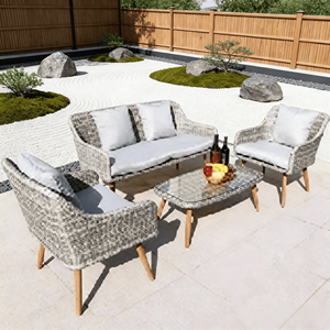 Juego de Sofás de Jardín de Cuatro Piezas, Moderno, de Alta Calidad, Duradero, Lavable y Ecológico para Uso en Exteriores - Product Image 2