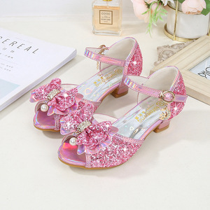 2026 New Summer Princess Shoes for Girls Kids <b>Sandals</b> for Baby Girls Anti-slip High Heels with Bowknot for Big Kids - Product Image 1