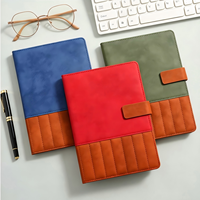 Carnet A5 en cuir PU vintage avec boucle magnétique, couverture souple à blocs de couleur, personnalisable, idéal pour le bureau ou comme cadeau d'affaires, pour la prise de notes