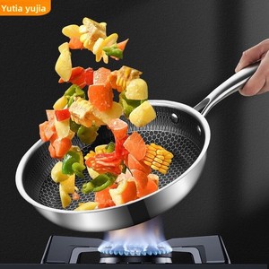 Padella in Acciaio Inox con Rivestimento Ibrido a Nido d'Ape Antiaderente, Manico Ergonomico Rivettato per Cucina - Product Image 6