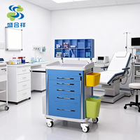 Chariot médical mobile multifonction en alliage d'aluminium et plastique ABS, chariot d'anesthésie, rangement efficace, hôpital, atelier, cuisine