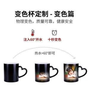 Customizable Ceramic <b>Mugs</b> Solid Color With Handle Color <b>Changing</b> <b>Heat</b> Sensitive For Couples Personalized Gift - Product Image 2