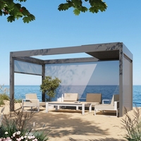 Pergola motorisée en aluminium moderne avec système de toit à lamelles rétractables réglables, auvent de patio imperméable