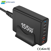 Chargeur rapide USB C 155W Hub GaN PD Chargeur de bureau 6 ports pour tablette et appareil photo Adaptateur d'alimentation pour ordinateur portable écologique