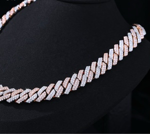 Catena Cubana in Oro 10K/14K/18K |   Diamante coltivato in laboratorio con pavé completo, design a doppia fila |   Gioielli Hip Hop Certificati IGI - Product Image 2
