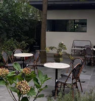 Chaises de salle à manger d'extérieur en rotin et métal imperméables pour jardin et restaurant, vente en gros directe d'usine 2025