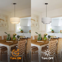 Lampe suspendue moderne en tissu de style nordique, hauteur réglable, luminaire minimaliste en lin superposé pour chambre à coucher et cuisine