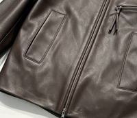Approvisionnement direct d'usine, alternative de marque de luxe, veste en cuir d'agneau véritable marron pour homme, mode décontractée, prix compétitif