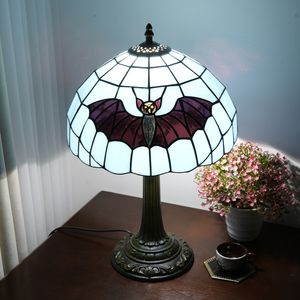 <span class=keywords><strong>Lampe</strong></span> de bureau Tiffany en verre bleu teinté, <span class=keywords><strong>lampe</strong></span> de chevet antique pour salon, chambre à coucher, bureau, lecture, décoration d'Halloween, lampes de table - Product Image 5