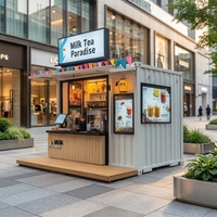 Kiosques conteneurs préfabriqués démontables et personnalisables pour bars à café, lait et fleurs, pour maisons, appartements et habitations, avec options de taille