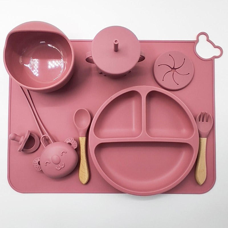 small plate set-dark pink