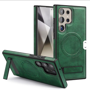 Funda <span class=keywords><strong>de</strong></span> teléfono <span class=keywords><strong>de</strong></span> cuero <span class=keywords><strong>de</strong></span> carga inalámbrica <span class=keywords><strong>de</strong></span> lujo para Samsung S22 S23 Plus S24 S25 soporte <span class=keywords><strong>de</strong></span> cubierta trasera ultra magnética - Product Image 1