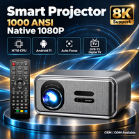 Proyektor OEM ODM hd Kualitas Tinggi Native 1080P Android 1000ANSI DVB-T2 TV Digital Ruang Tamu Hotel Rumah Video Sinema