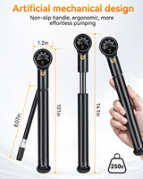 Pompe à vélo portable en alliage d'aluminium haute pression 300 psi avec valve Schrader/Presta pour le gonflage des pneus de vélos de montagne/route
