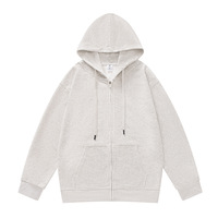 Sweat-shirt à capuche zippé ample en tricot avec logo personnalisé, poches zippées, veste ouverte décontractée unisexe