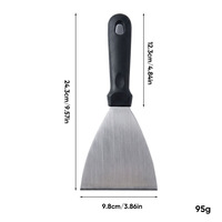 Spatule de cuisson en acier inoxydable à design incliné, résistante à la chaleur, avec poignée renforcée par rivets – Spatule commerciale pour Teppanyaki et steak