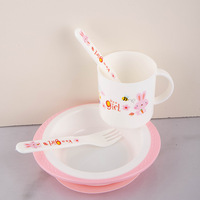 Ensemble de vaisselle pour enfants, 4 pièces, assiettes, cuillères et fourchettes, produits pour bébé, créatif, en relief