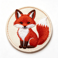 Écussons brodés thermocollants 3D Fox, usine OEM ODM, badges en tissu écologiques, chapeaux, design personnalisé, cœur, logo personnalisé de haute qualité