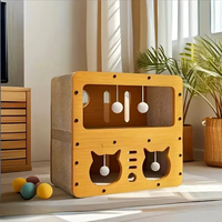 Offre Spéciale naturel en bois chaton jouet chat griffoir chat maison 2-en-1 sûr fiable non toxique