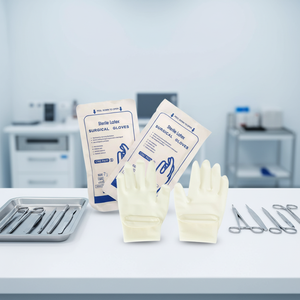 Sarung Tangan Bedah Lateks Steril Grosir Kelas Medis Premium Sekali Pakai Bertekstur Seluruh Permukaan Dapat Disesuaikan Perlindungan Tangan AQL - Product Image 1