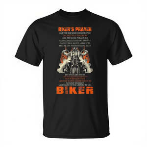 T-shirt de motard avec la prière du motard : Born To Be A Biker Motorcycle Rider - Product Image 2