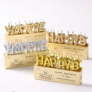 Happy Birthday Gold Letter Candles For <b>Cake</b> <b>Decorations</b> Birthday Party <b>Supplies</b> - Product Image 2