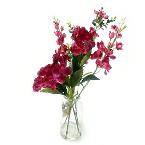 Arrangement de fleurs artificielles réalistes de type <span class=keywords><strong>Sweet</strong></span> <span class=keywords><strong>William</strong></span> dans une bouteille en verre transparent avec eau artificielle, décoration élégante pour la maison, vente en gros - Product Image 1