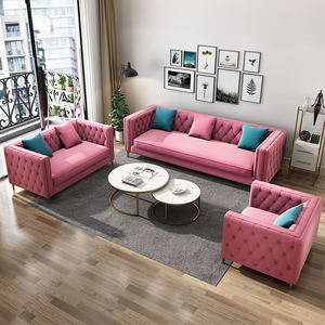 Juego de sofás de tela de terciopelo moderno de 3 asientos al mejor precio para muebles de sala de estar - Product Image 4