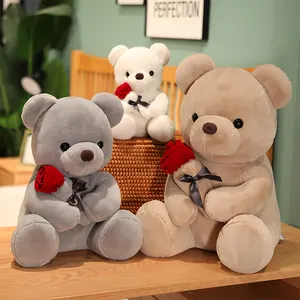 Groothandel Schattige Roos Teddybeer Beste Valentijnsdag Cadeau Teddybeer Knuffel Roos Bloem Knuffel