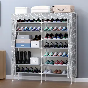 Double column Shoe Rack with Dustproof Closet Shoe Storage Cabinet for Chelsea boots sneakers high heels