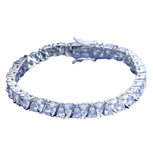 925 Sterling <b>Silver</b> Platinum Plated Moissanite Tennis <b>Bangle</b> Round Brilliant Cut Link <b>Bracelet</b> for Women's Wedding Party Gift - Product Image 1