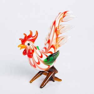 Patung Ayam <span class=keywords><strong>Murano</strong></span> Art <span class=keywords><strong>Glass</strong></span>, Figurine Ayam Chanticleer Tiupan Tangan, Patung Ayam Unik untuk Koleksi, Patung Hewan Ayam Jantan - Product Image 3