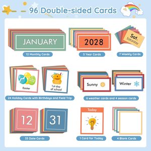 Rainbow Calendar Pocket Chart 20x23.6 In Weather Calendar Educational Cards Time Management Board - Product Image 3