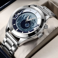Montre numérique à quartz pour homme Millennium Retro, affichage de flamme animé unique, bracelet en acier inoxydable futuriste créatif, montre Mahjong