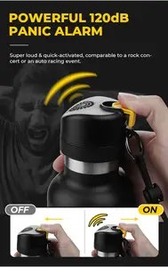 Mountaineering Camping Matte Black Stainless Steel Vacuum Insulated Water Bottle With 120 DB Alarm And Mini Compass