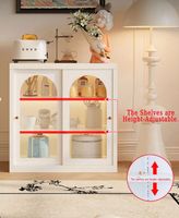 Vente directe d'usine, armoire buffet pour salon, buffet avec rangement réglable, armoire avec portes en verre double et tiroir