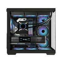 Boîtier PC Gamer Moderne pour Aquarium, Noir, SPCC, Tour Moyenne ATX, Châssis de Bureau en Alliage d'Aluminium avec Verre Trempé de 3,0 mm