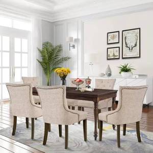 Luxury Comfortable Hotel Restaurant <b>Chair</b> Solid Wood Legs <b>Upholstered</b> Kitchen Dining <b>Chairs</b> - Product Image 4