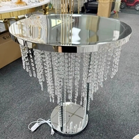 Support à gâteau rond en or/argent, 60 cm/80/100 cm, miroir champagne, dessert avec lumières, décoration de mariage