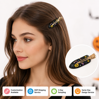 Pince à cheveux personnalisée pour Halloween, sans pli, thèmes citrouille, fantôme, chauve-souris, toile d'araignée, mariée, pour fête, vente en gros, pour femmes