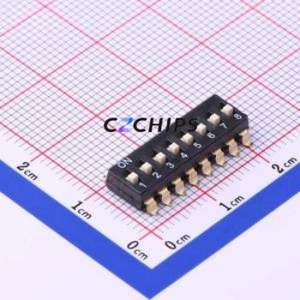 TO-08 DIP Switch SMD-16P,6.3x20.3mm Switch Flat Toggle, Raised Type 8 2.54mm Black - Product Image 1