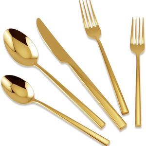 Luxury Matte <b>Gold</b> Stainless Steel <b>Cutlery</b> Set Sustainable Flatware for Weddings <b>and</b> Special Occasions with Mirror Polish - Product Image 1