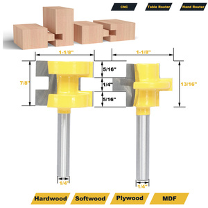 Jeu de mèches de toupie à <span class=keywords><strong>rainure</strong></span> et <span class=keywords><strong>languette</strong></span> 1/4 "X 1/4"-tige 1/4 "-pour le jointoiement de colle à bois - Product Image 4