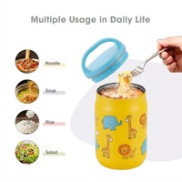Everich - Thermos alimentaire en acier inoxydable à double isolation sous vide avec cuillère pliable et brosse de nettoyage pour les repas et les collations des enfants à l'école