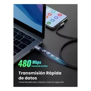 Câble tressé Ugreen 2M USB vers Type C, angle droit 90°, charge rapide 18W 3A, transfert de données 60 Mo/s, revêtement en nylon pour Huawei Samsung Xi - Product Image 5