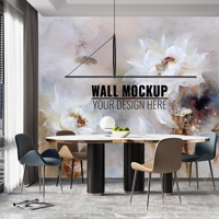 Papier peint mural artistique imperméable à l'eau, peinture à l'huile florale, décoration murale pour salon et chambre, papier peint mural à fleurs de lotus crème