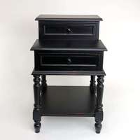 Table de chevet noire à 2 tiroirs avec étagère ouverte, table d'appoint multifonctionnelle pour chambre à coucher et salon