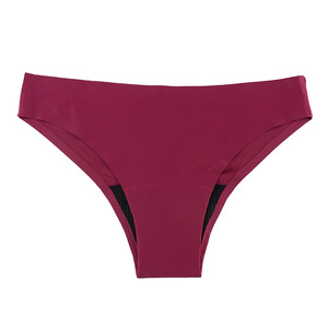 Culottes menstruelles sans couture taille basse anti-fuites 4 couches imprimées grande taille en soie glacée pour femmes, slips de bain hygiéniques - Product Image 6